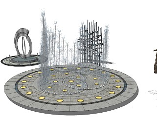 水景喷泉小品sketchup模型下载